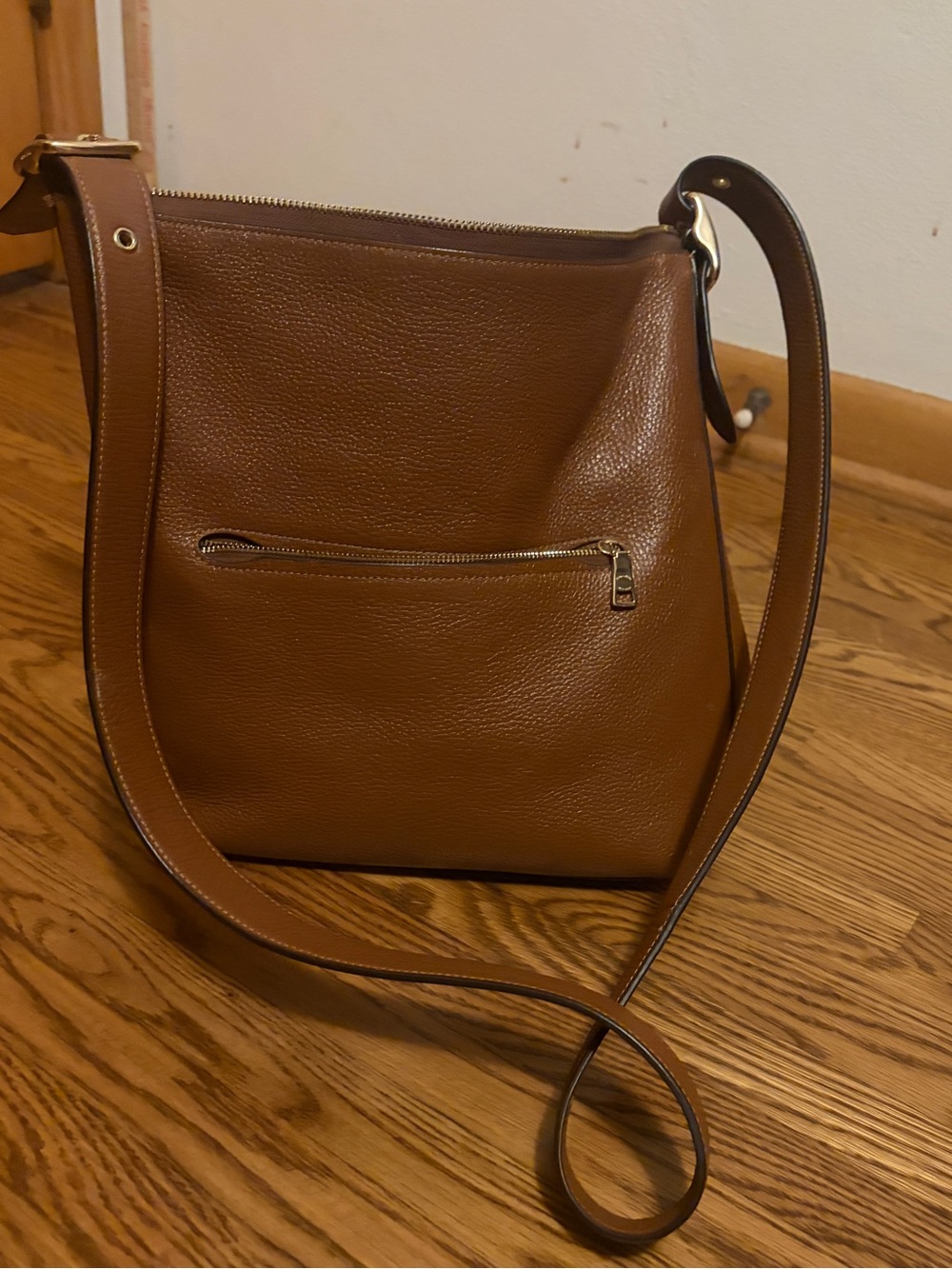 Coach Pebbled Leather Crossbody in Saddle Brown with Gold-Tone Hardware